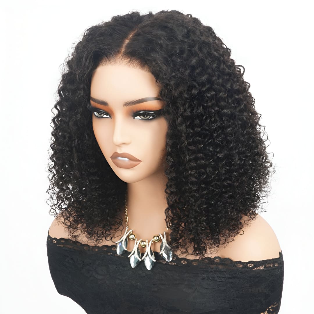 DAISY LUXURY HAIR™ – Luxury Kinky Curly Bob Wig 16’’ 250% Density Human Hair 4x4 Lace Closure