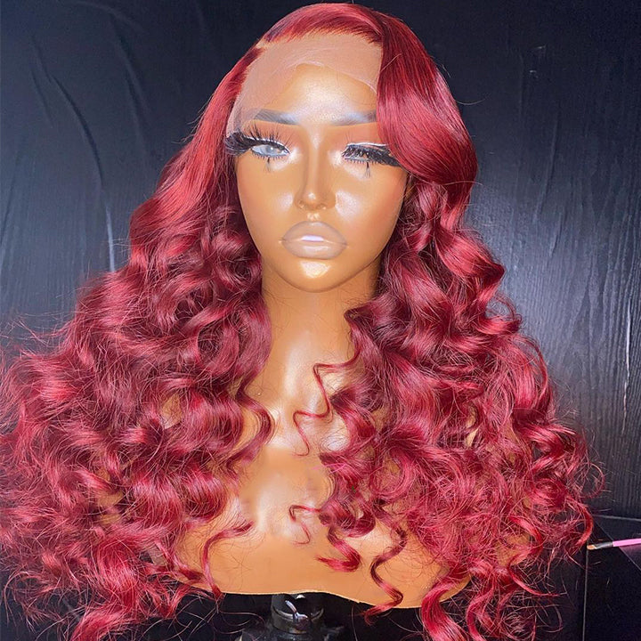 Burgundy Loose Deep Wave Lace Front Wig 99j HD Lace Human Hair Wigs Daisy Hair