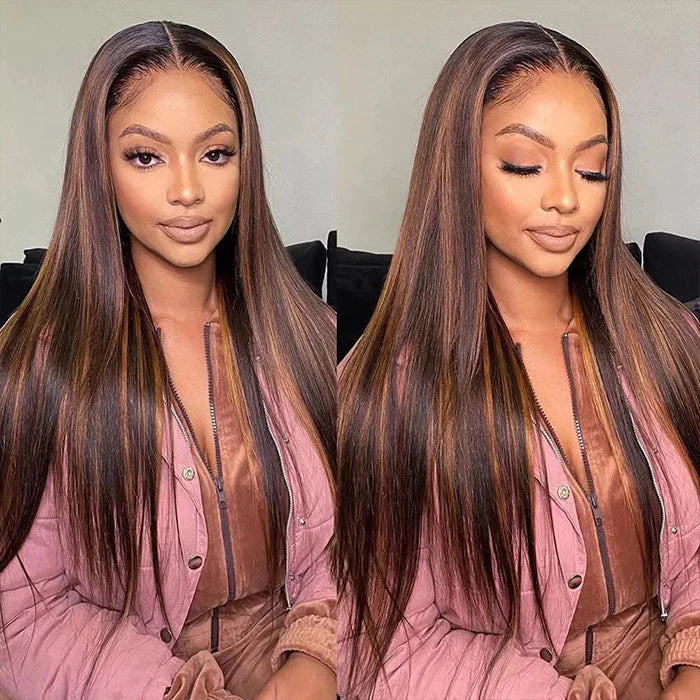 Ombre Highlight Lace Front Wig Human Hair 13x4 Glueless Deep Wave HD Lace Wigs Pre Plucked Daisy Hair