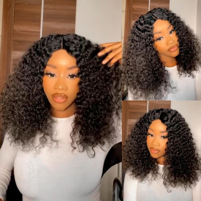 Pre Bleached Knots Short Curly Human Hair Wigs 13x4 HD Glueless Wig Pre Blucked 180% Density Daisy Hair