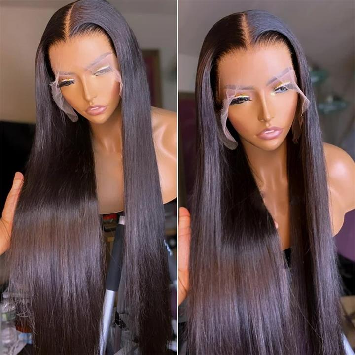 Pre Bleached 13x6 Straight Lace Front Wigs Human Hair 180% Density HD Transparent Glueless Wigs Daisy Hair