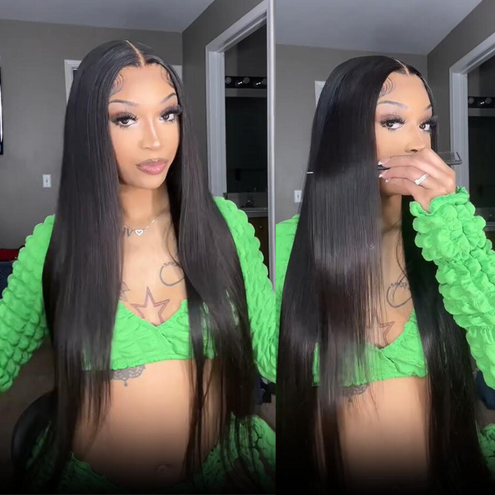 Pre Bleached 13x6 Straight Lace Front Wigs Human Hair 180% Density HD Transparent Glueless Wigs Daisy Hair