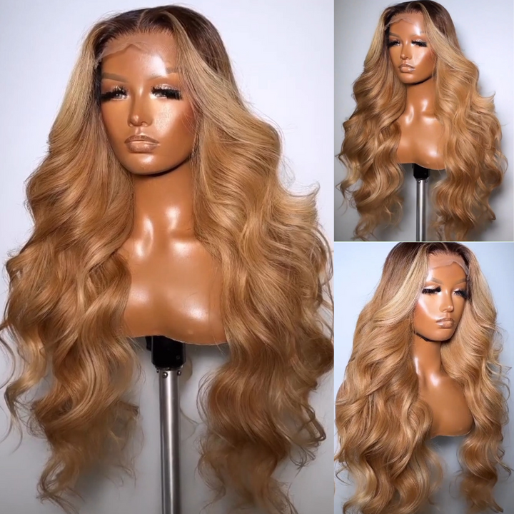 1B Blonde Body Wave 13x4 Lace Front Wigs Ombre Blonde Colored Human Hair Glueless Wigs Daisy Hair