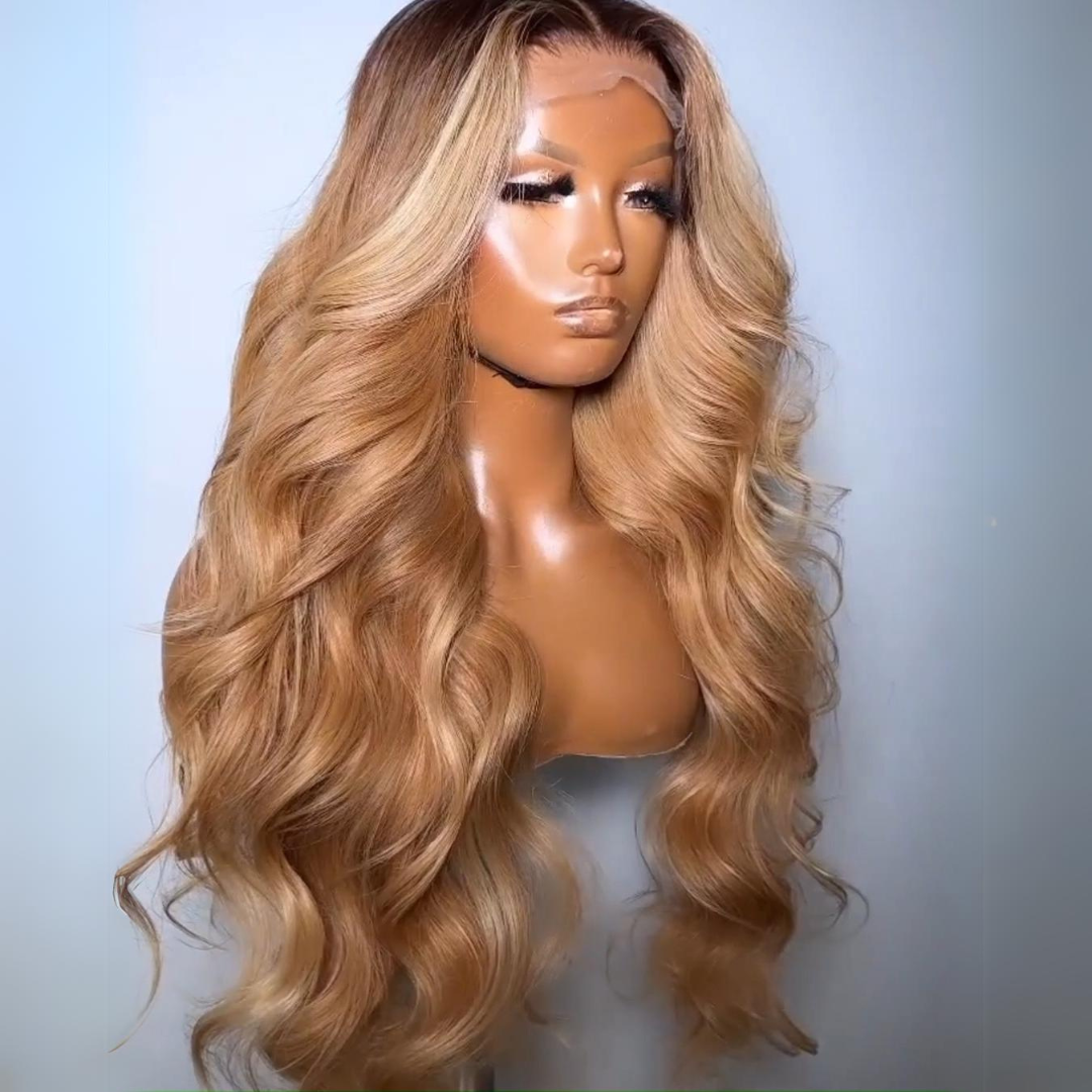 1B Blonde Body Wave 13x4 Lace Front Wigs Ombre Blonde Colored Human Hair Glueless Wigs Daisy Hair