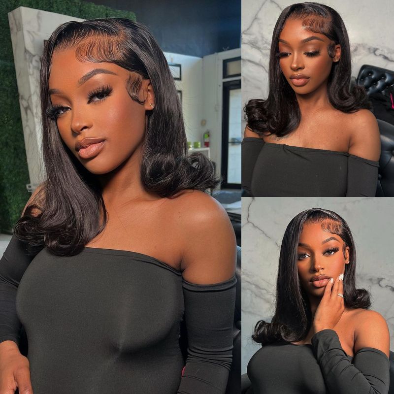 Flash Sale Short Straight Human Hair Wigs Glueless C-shaped Side Part Bob Wigs-Daisy Hair