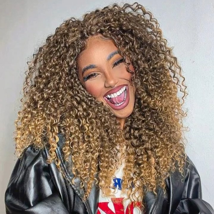 Luxury Designer Series 250% Density Afro Kinky Curly Wig 13x4 Lace Front Human Hair Wig Highlight Wigs Pre Plucked Daisy Hair