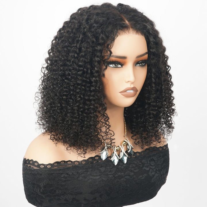 Luxury Designer Series 250% Density Full Kinky Curly Short Bob Wig 4x4 Lace Closure Curly Wig 16 inch Daisy Hair