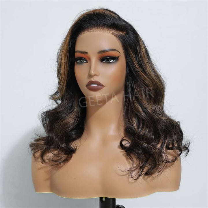 Highlight Brown Glueless G1B/30 Color Body Wave 13x4 HD Lace Front Wig Pre Plucked 180% Density-Daisy Hair