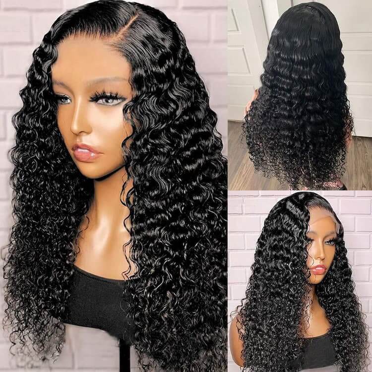 Deep Wave 360 Lace Front Wigs Pre Plucked Natural Hairline Real Human Hair Wigs for Black Women-Daisy Hair