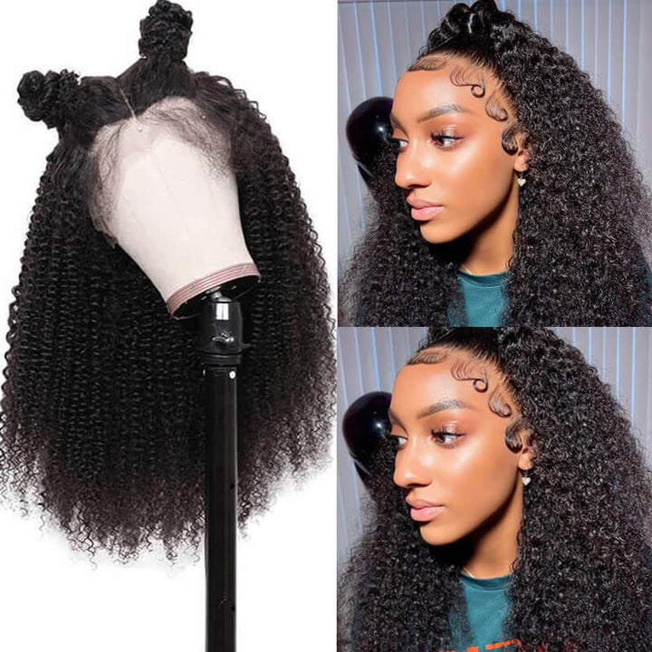 360 Lace Frontal Human Hair Kinky Curly Wigs Pre Plucked With Baby Hair Natural Hairline Glueless Wig-Daisy Hair