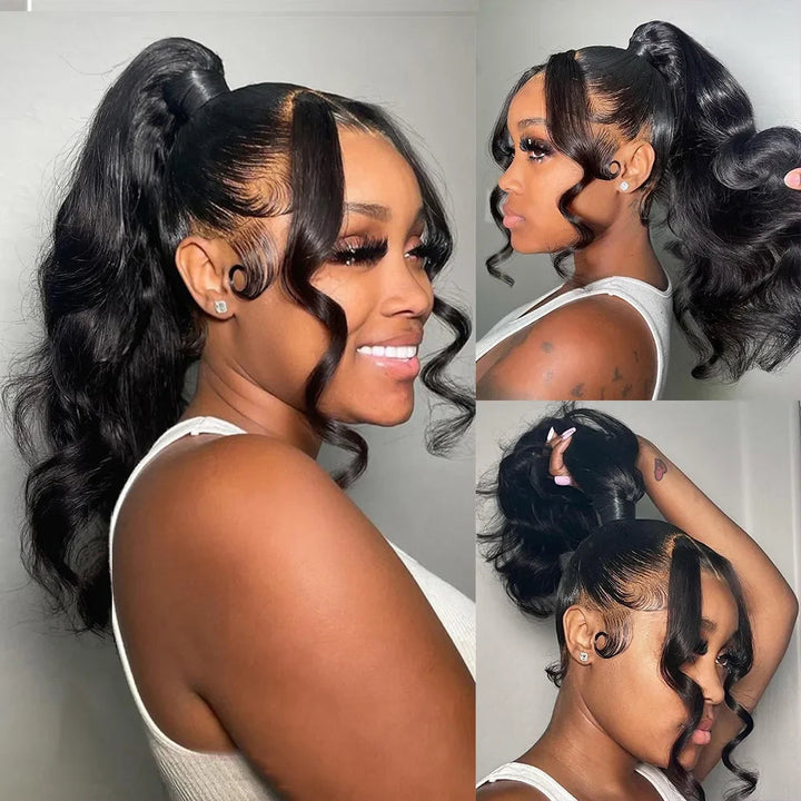 Human Hair 360 Lace Front Wigs Body Wave 360 Lace Wig Transparent Lace Frontal Wigs Black Color - DaisyHair