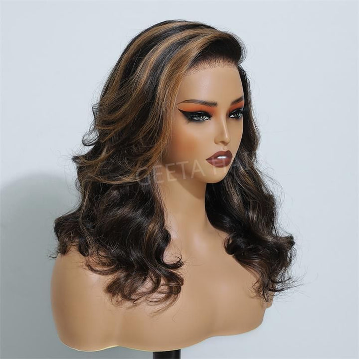 Highlight Brown Glueless G1B/30 Color Body Wave 13x4 HD Lace Front Wig Pre Plucked 180% Density-Daisy Hair