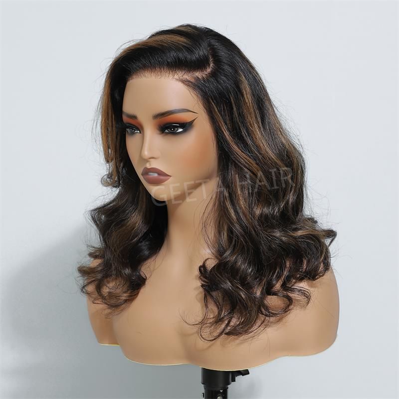 Highlight Brown Glueless G1B/30 Color Body Wave 13x4 HD Lace Front Wig Pre Plucked 180% Density-Daisy Hair