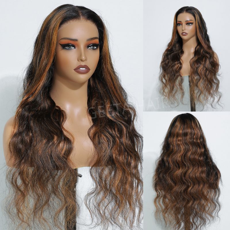 Pre Bleached Knots Highlight Brown Body Wave Wig Ombre FP1B/27 13x4 Lace Front Human Hair Wigs Daisy hair