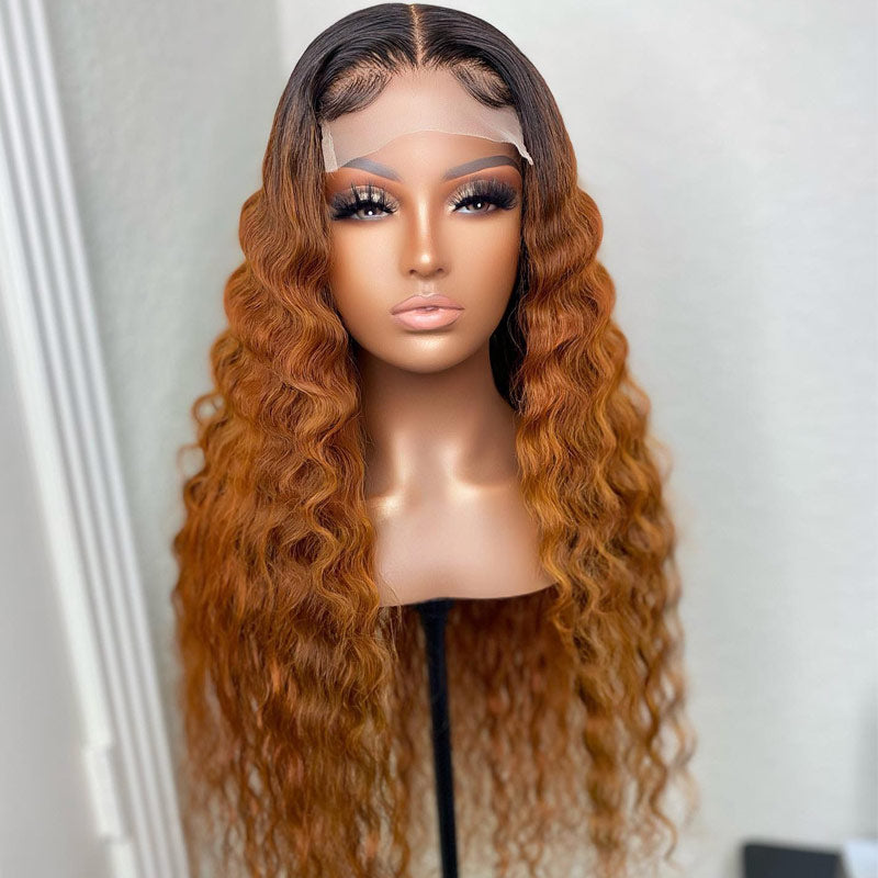 Glueless 5x5 Lace Closure Wig Ombre Colored Human Hair Wigs Collection Natural Crimps Curls Loose Deep Wave-Daisy Hair