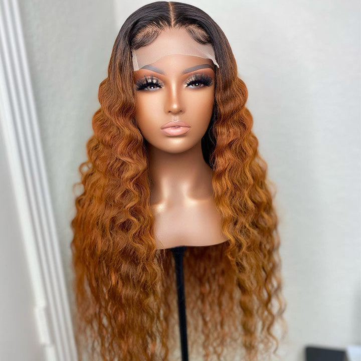 Glueless 5x5 Lace Closure Wig Ombre Colored Human Hair Wigs Collection Natural Crimps Curls Loose Deep Wave-Daisy Hair