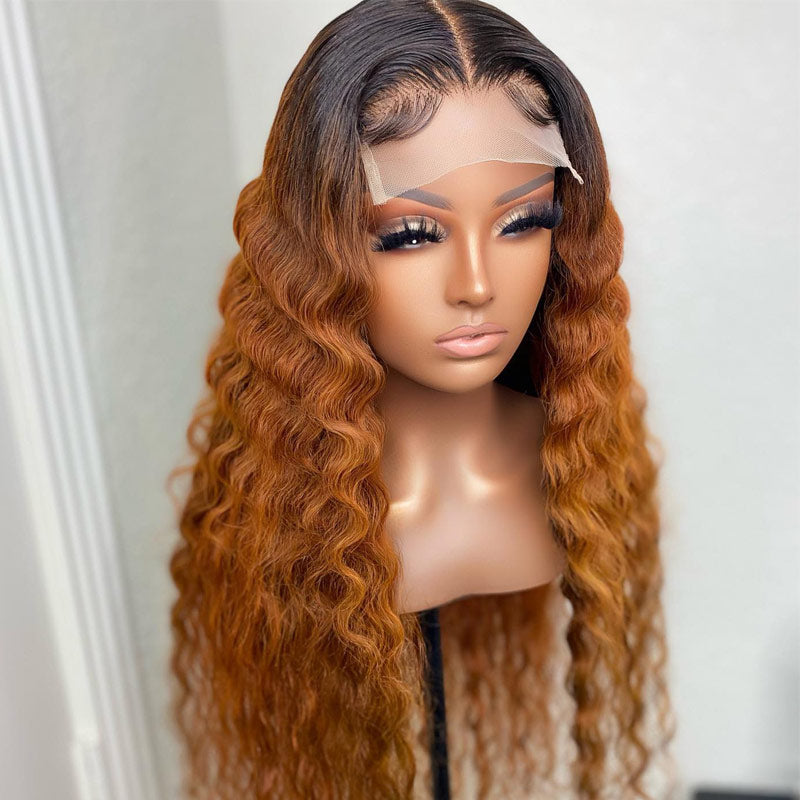 Glueless 5x5 Lace Closure Wig Ombre Colored Human Hair Wigs Collection Natural Crimps Curls Loose Deep Wave-Daisy Hair
