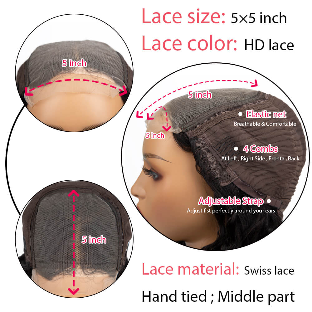 Ombre Highlight Wig Body Wave 5x5 Hd Lace Closure Glueless Wigs Real Human Hair-Daisy Hair