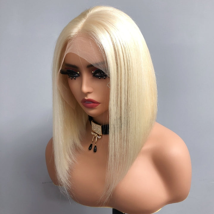 #613 Blonde 13x4 Short Bob Lace Front Wig Straight Hair Undetectable Lace Wig Pre Plucked With Baby Hair Natural Hairline Glueless Wig- Daisy Hair