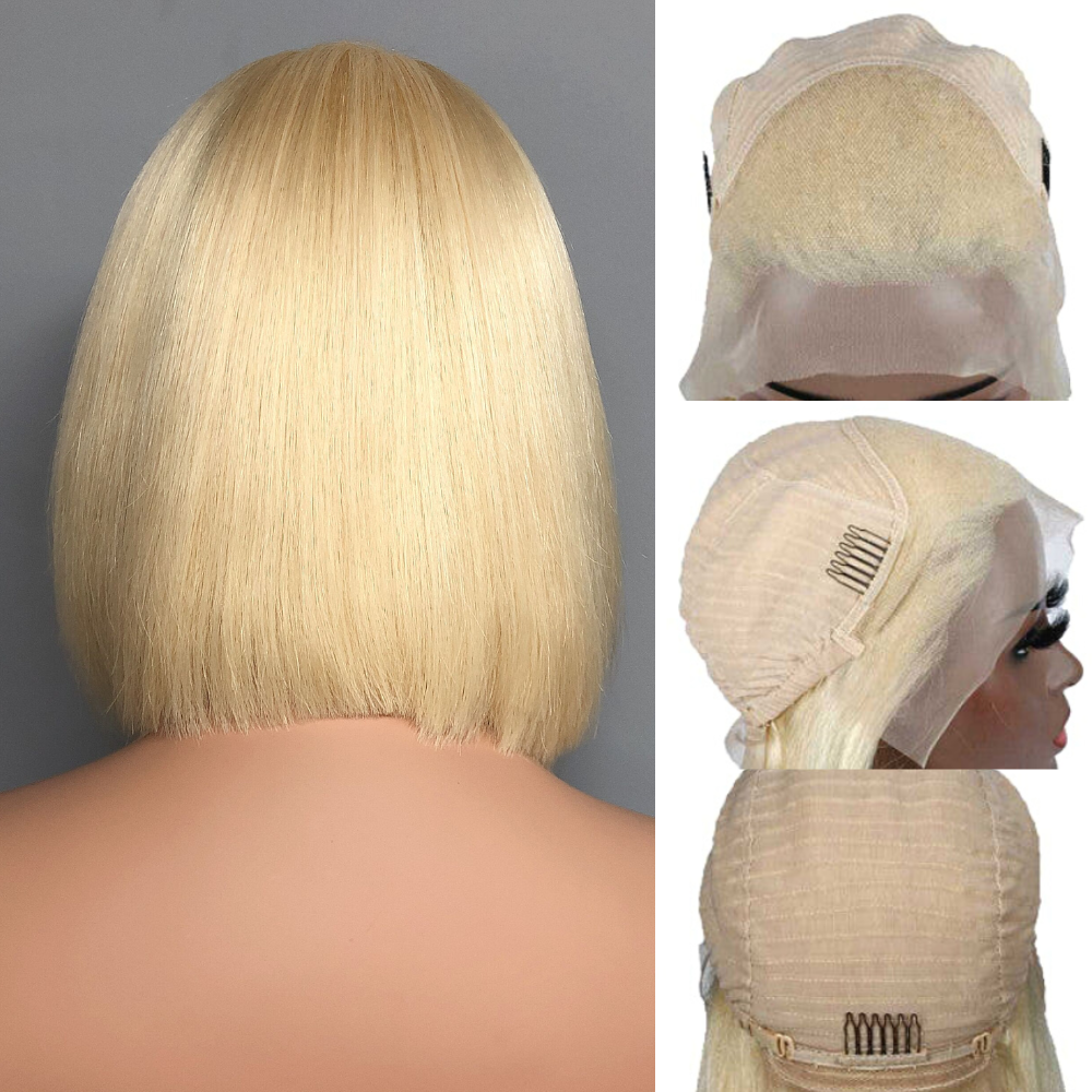 #613 Blonde 13x4 Short Bob Lace Front Wig Straight Hair Undetectable Lace Wig Pre Plucked With Baby Hair Natural Hairline Glueless Wig- Daisy Hair