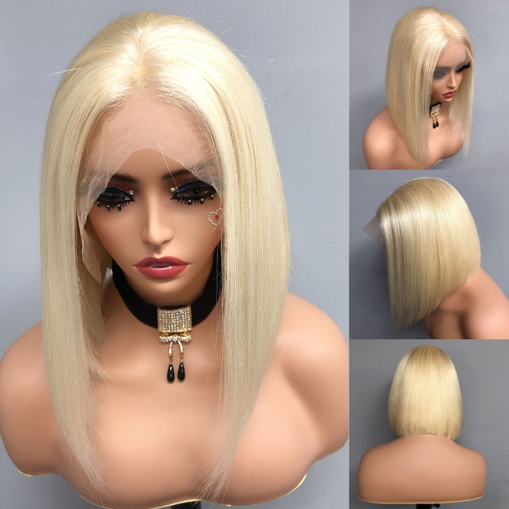 #613 Blonde 13x4 Short Bob Lace Front Wig Straight Hair Undetectable Lace Wig Pre Plucked With Baby Hair Natural Hairline Glueless Wig- Daisy Hair