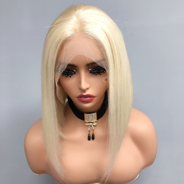 #613 Blonde 13x4 Short Bob Lace Front Wig Straight Hair Undetectable Lace Wig Pre Plucked With Baby Hair Natural Hairline Glueless Wig- Daisy Hair