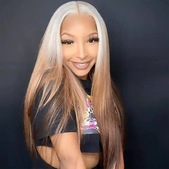 613 Blonde With Brown 13X4 Straight Lace Front Wig Ombre Colored Lace Front Human Hair Wigs Daisy Hair