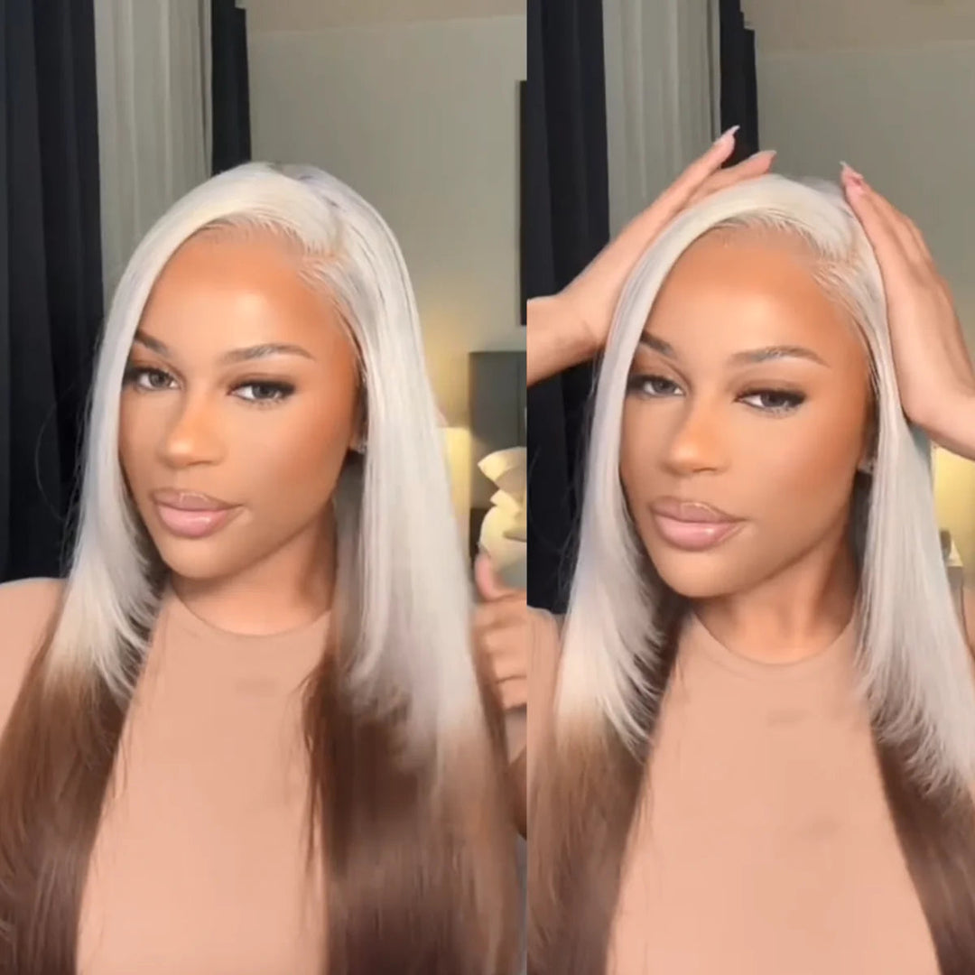 613 Blonde With Brown 13X4 Straight Lace Front Wig Ombre Colored Lace Front Human Hair Wigs Daisy Hair