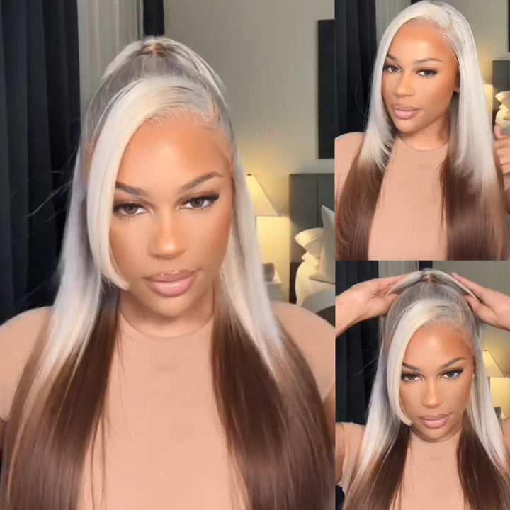 613 Blonde With Brown 13X4 Straight Lace Front Wig Ombre Colored Lace Front Human Hair Wigs Daisy Hair