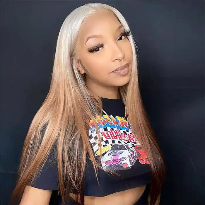 613 Blonde With Brown 13X4 Straight Lace Front Wig Ombre Colored Lace Front Human Hair Wigs Daisy Hair