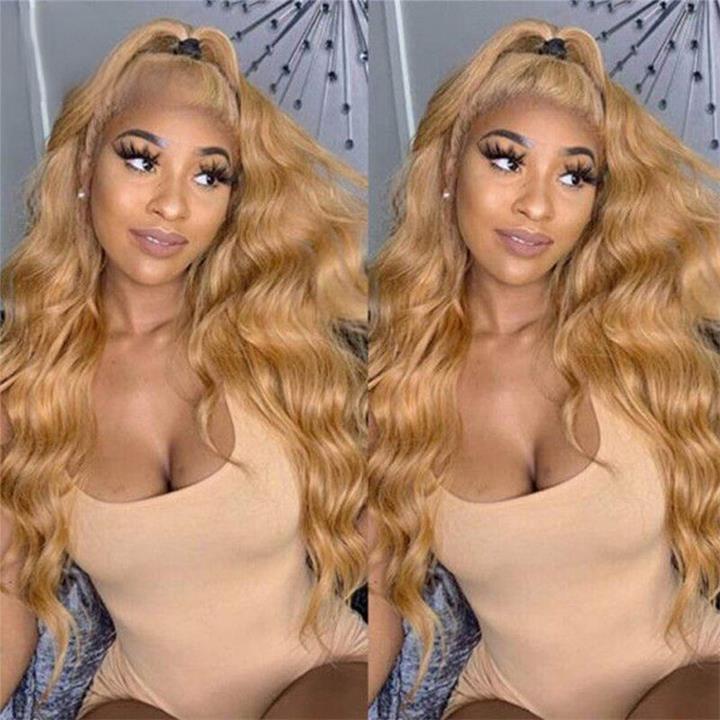 Glueless Honey Blonde Body Wave Lace Front Wig 13X4 HD Lace Front Wigs Human Hair 180 Density Daisy Hair