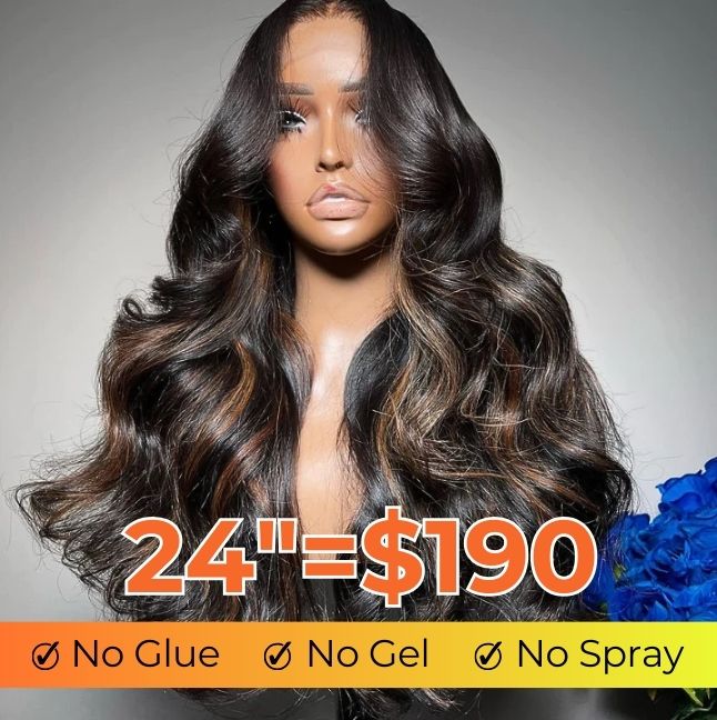 Highlight Brown 13x4 Body Wave Pre Cut HD Lace Front Wigs Glueless Highlights Color Human Hair Wigs-Daisy Hair