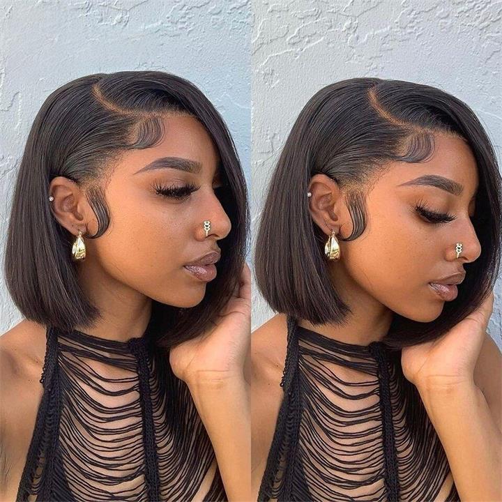 Flash Sale Short Straight Human Hair Wigs Glueless C-shaped Side Part Bob Wigs-Daisy Hair
