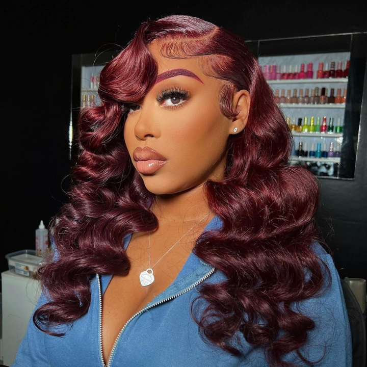 Loose Deep Wave Blue/Reddish Brown/Brown/Burgundy 13x4 Lace Front Wigs Pre Plucked Natural Hairline Human Hair Wigs- Daisy Hair