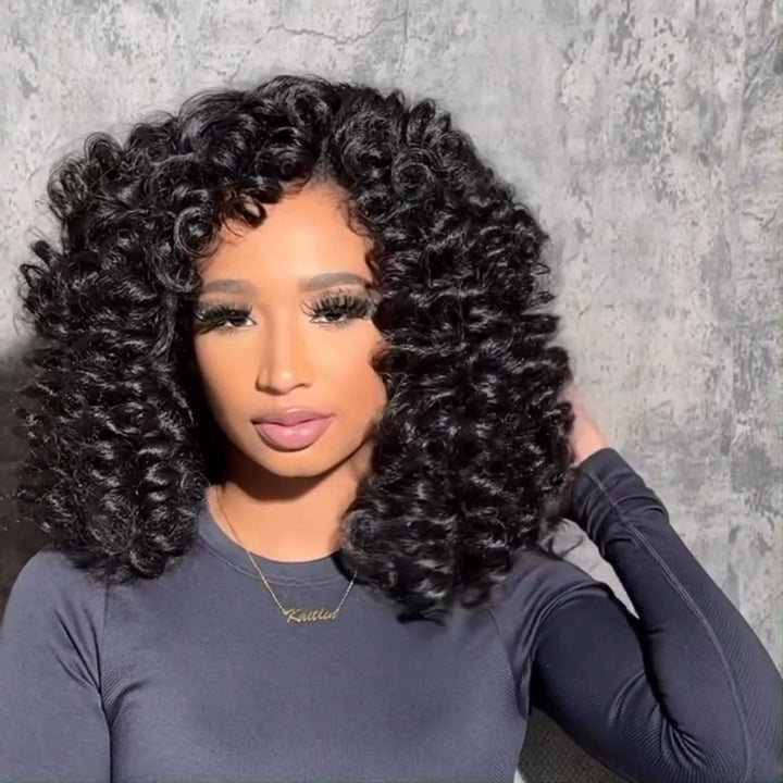 Full 300% Density Loose Bouncy Glueless Wig 13x4 Bouncy Curly HD Lace Front Wigs Pre Bleached Natural Hairline No Code Needed Daisy Hair