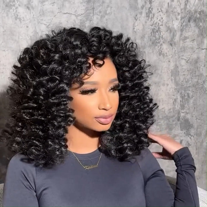 Full 300% Density Loose Bouncy Glueless Wig 13x4 Bouncy Curly HD Lace Front Wigs Pre Bleached Natural Hairline No Code Needed Daisy Hair