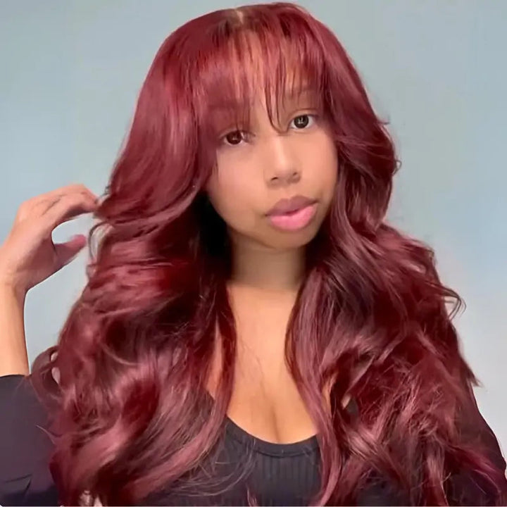 99J Burgundy 13x4 HD Lace Frontal Wig Glueless Colored Body Wave Human Hair Wigs 250% Density Daisy Hair