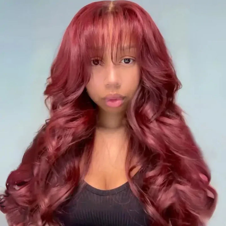 99J Burgundy 13x4 HD Lace Frontal Wig Glueless Colored Body Wave Human Hair Wigs 250% Density Daisy Hair