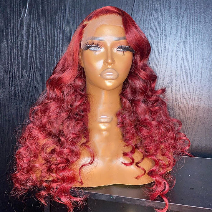 Burgundy Loose Deep Wave Lace Front Wig 99j HD Lace Human Hair Wigs Daisy Hair
