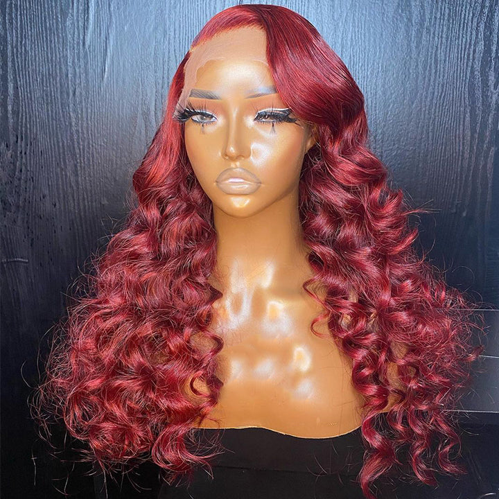 Burgundy Loose Deep Wave Lace Front Wig 99j HD Lace Human Hair Wigs Daisy Hair