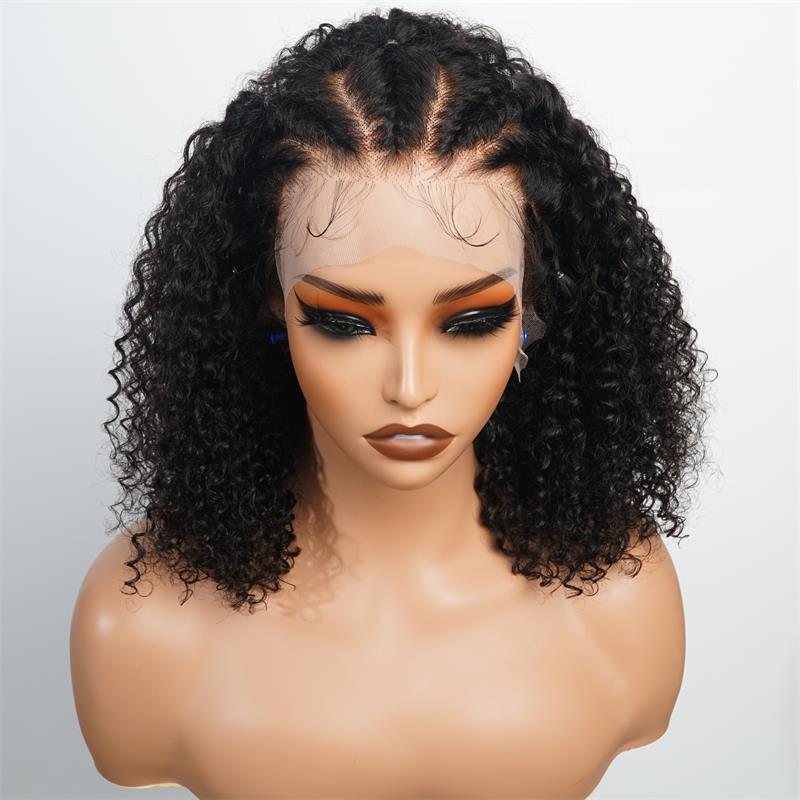 Braided Kinky curly Human Hair HD Lace Front Wig Glueless Curly Wigs For Woman Daisy Hair