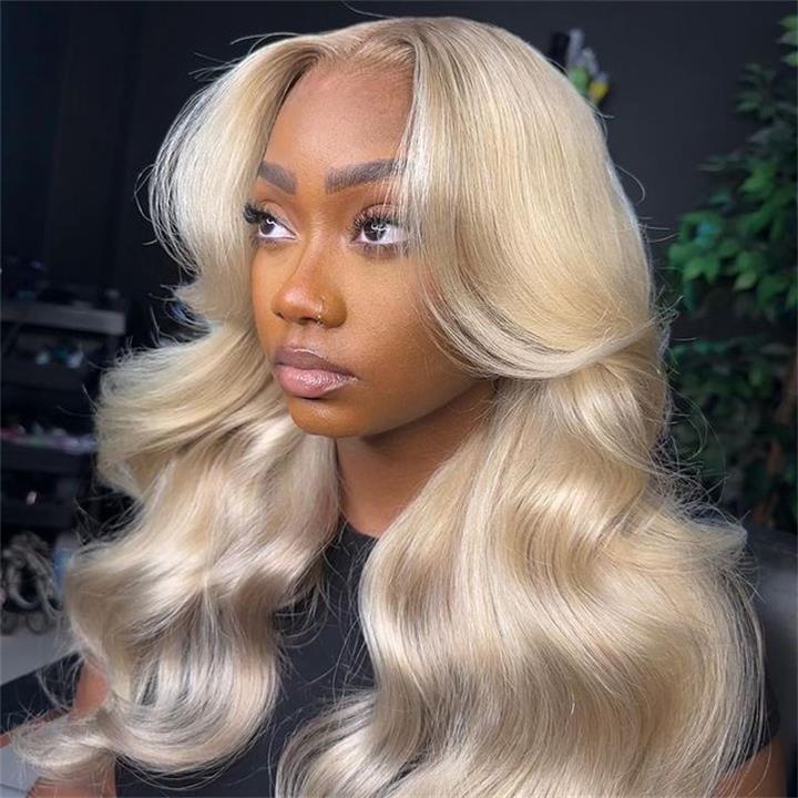 Ash Blonde Body Wave Lace Front Wig Blonde Colored Human Hair Wigs 180% Density Daisy Hair