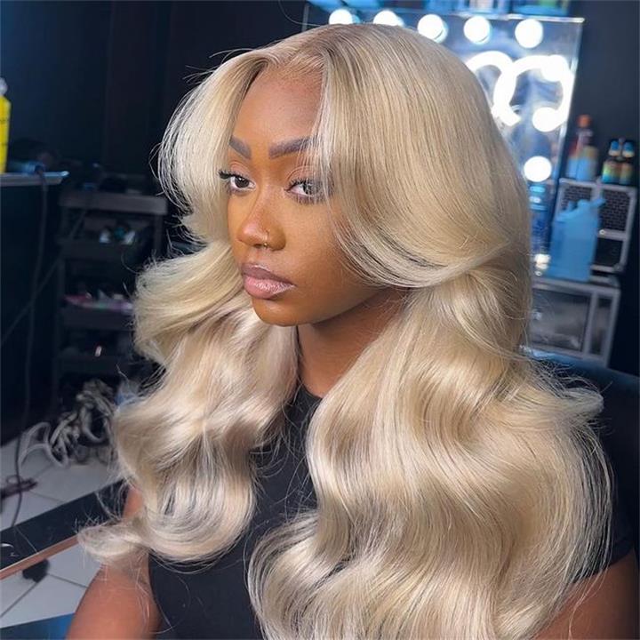 Ash Blonde Body Wave Lace Front Wig Blonde Colored Human Hair Wigs 180% Density Daisy Hair