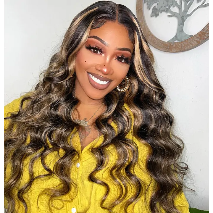 Balayage Highlight Lace Front Wig Body Wave Glueless Human Hair Wigs 180% Density-Daisy Hair