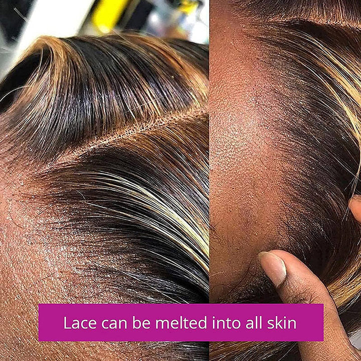 Balayage Blonde Highlight 4x4/13x4 Hd Lace Wig Straight/Body Wave Human Hair Wigs With Brown Highlights-Daisy Hair