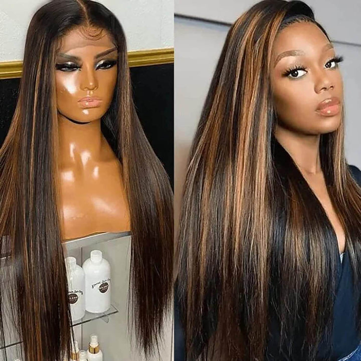 Balayage Blonde Highlight 4x4/13x4 Hd Lace Wig Straight/Body Wave Human Hair Wigs With Brown Highlights-Daisy Hair