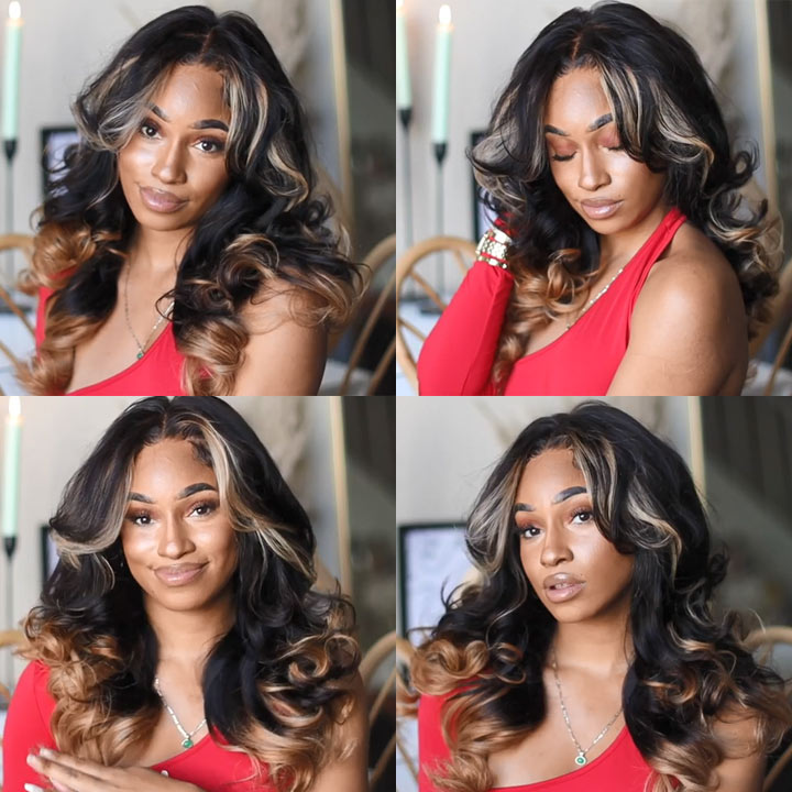 Ombre Highlight Wig Body Wave 5x5 Hd Lace Closure Glueless Wigs Real Human Hair-Daisy Hair