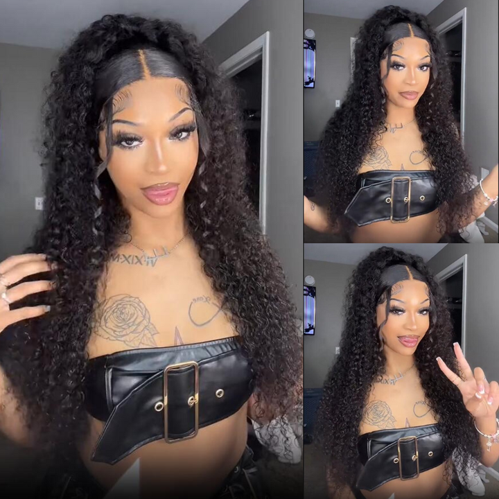 Black Curly Hair 13x4 HD Lace Front Wig 100% Virgin Human Hair Wigs Pre Plucked Hairline-Daisy Hair