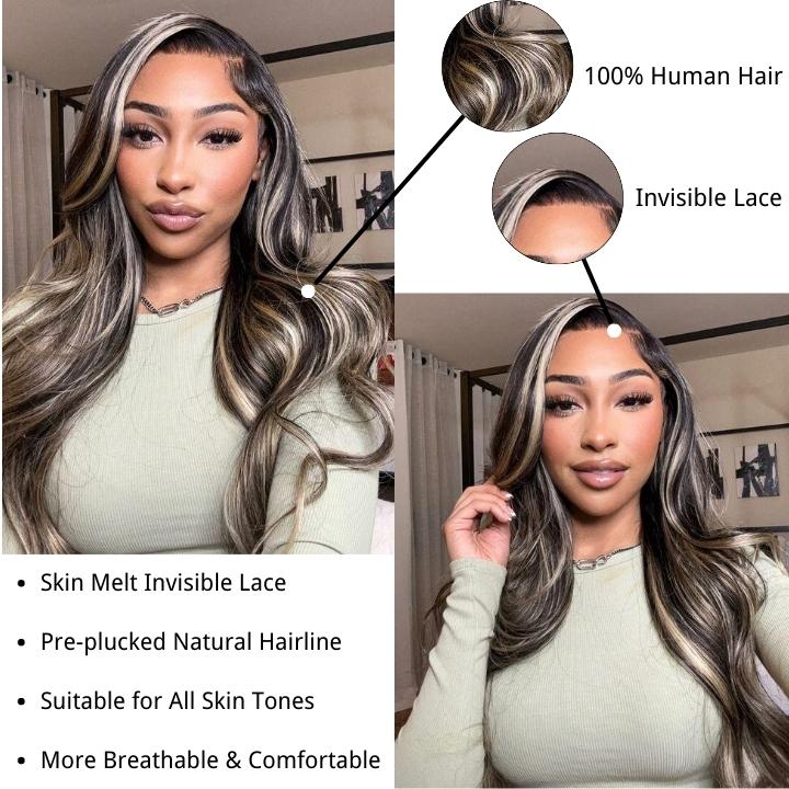 Balayage Body Wave 13x4/4x4 HD Lace Wig For Women Highlight Human Hair Wigs With Baby Hair- Daisy Hair