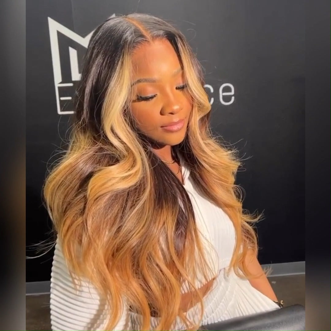 Body Wave Wig T1B/27 Ombre Blonde 13x4 Lace Front Wig Colorful Human Hair Wigs 250% Density Daisy Hair